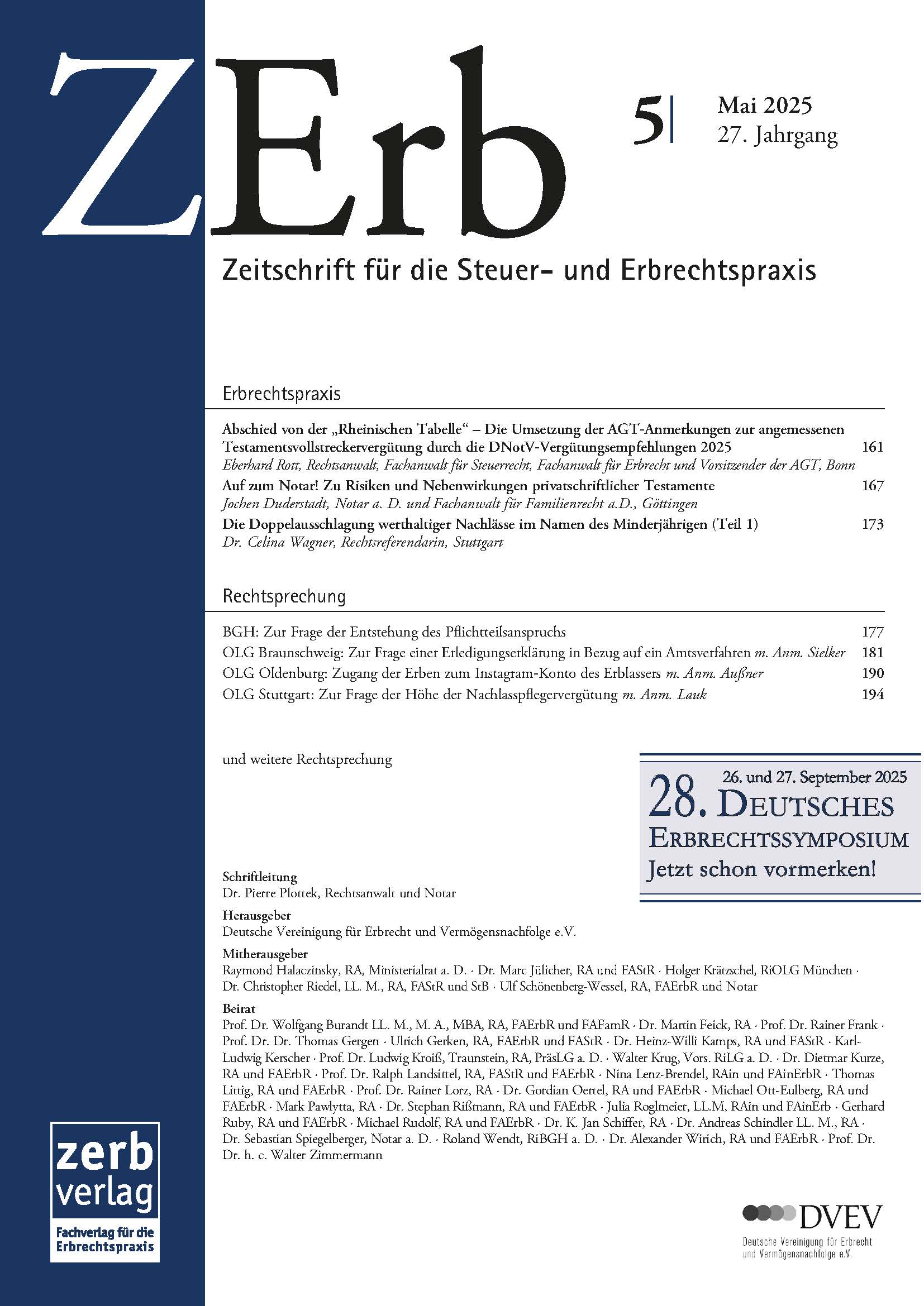 ZErb - Zeitschrift für die Steuer- und Erbrechtspraxis